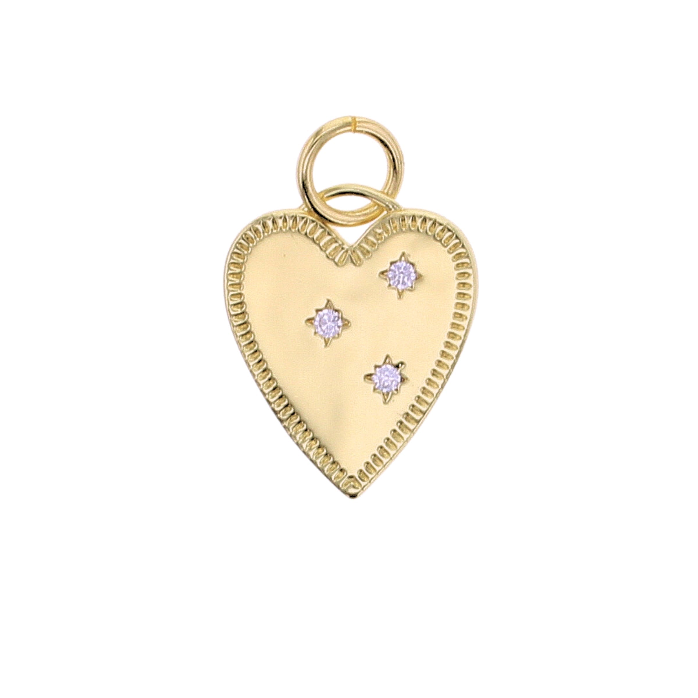 Large Heart Charm with cz - Lotus Jewelry Studio