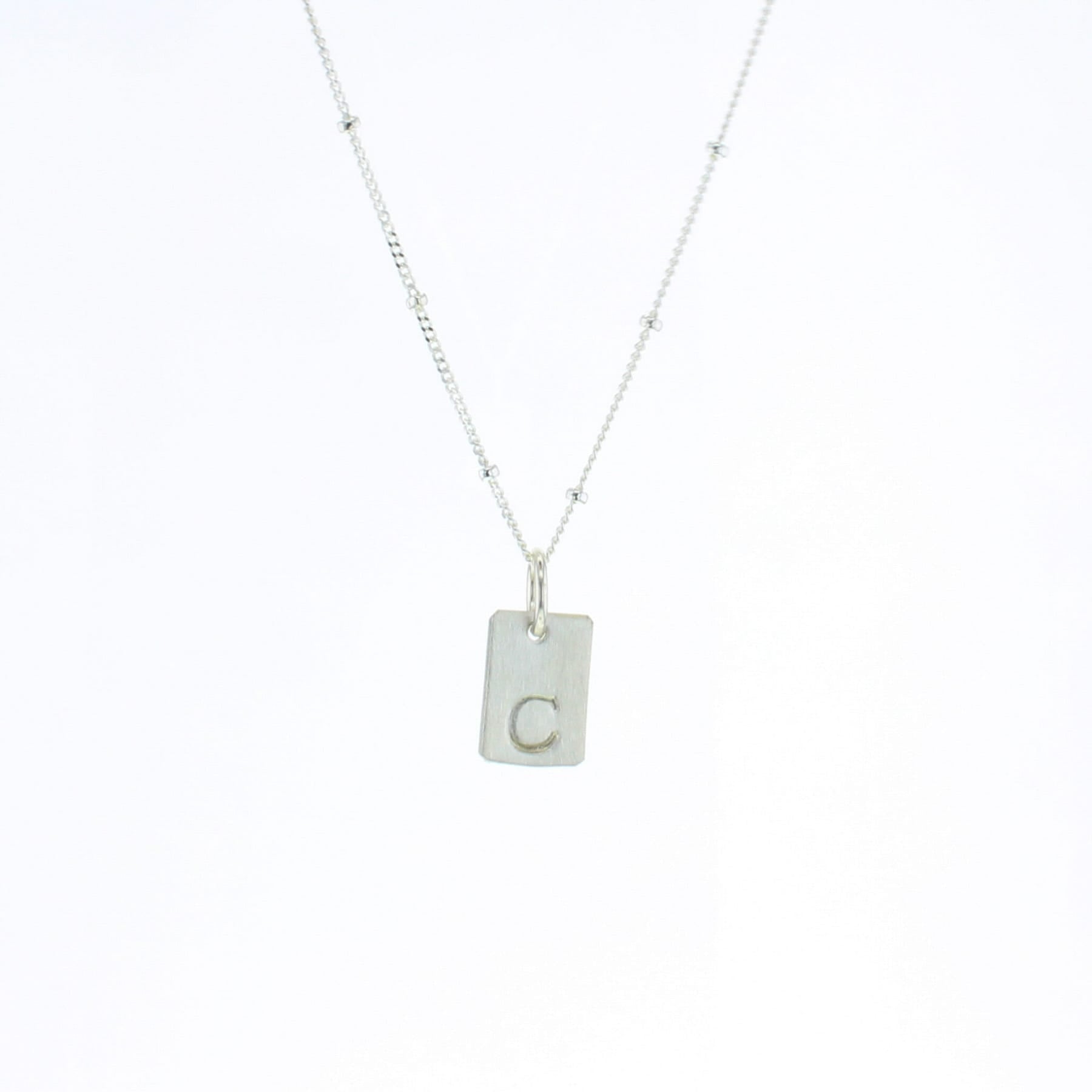 Rectangle Letter Necklace - Lotus Jewelry Studio