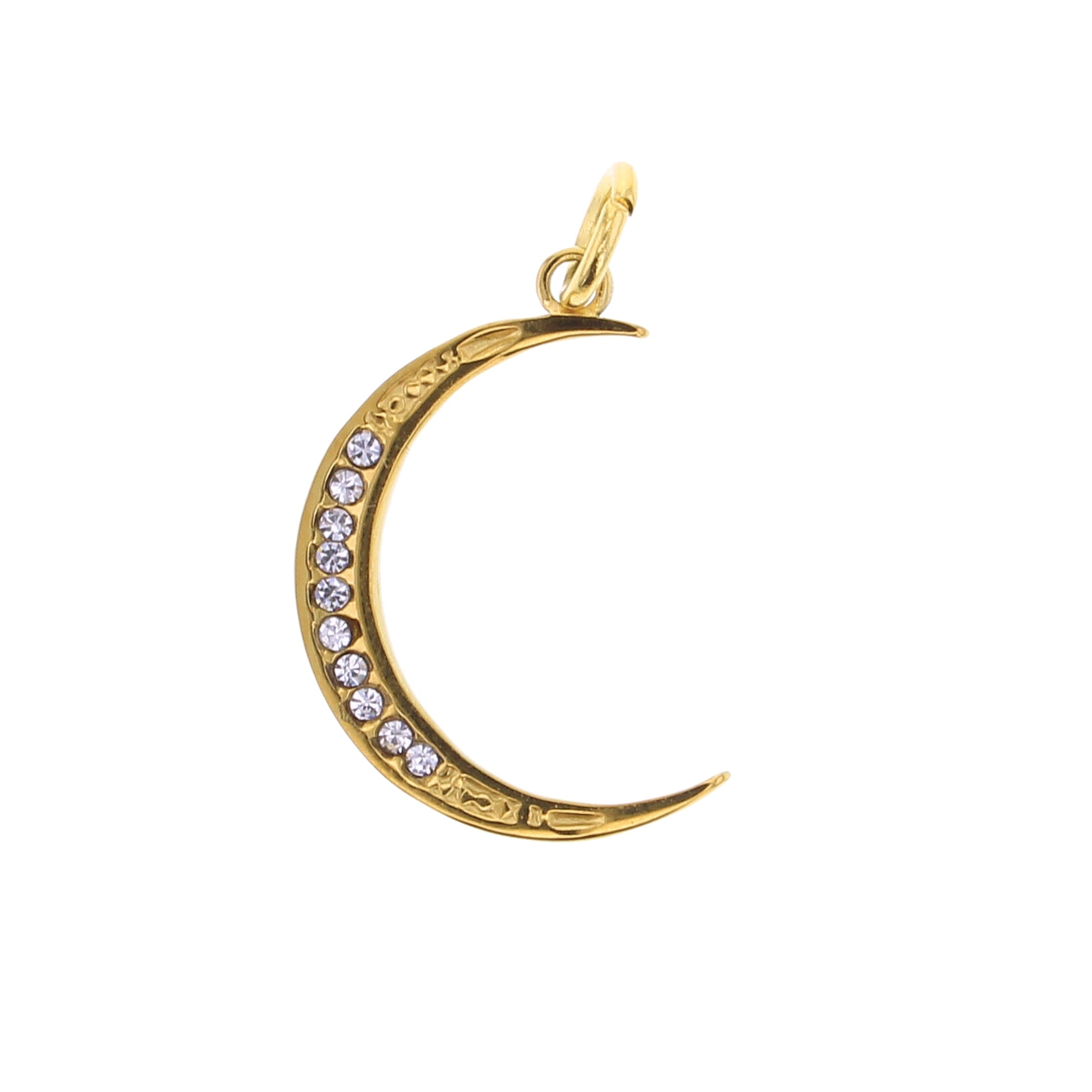 CZ Large Moon Charm - Lotus Jewelry Studio