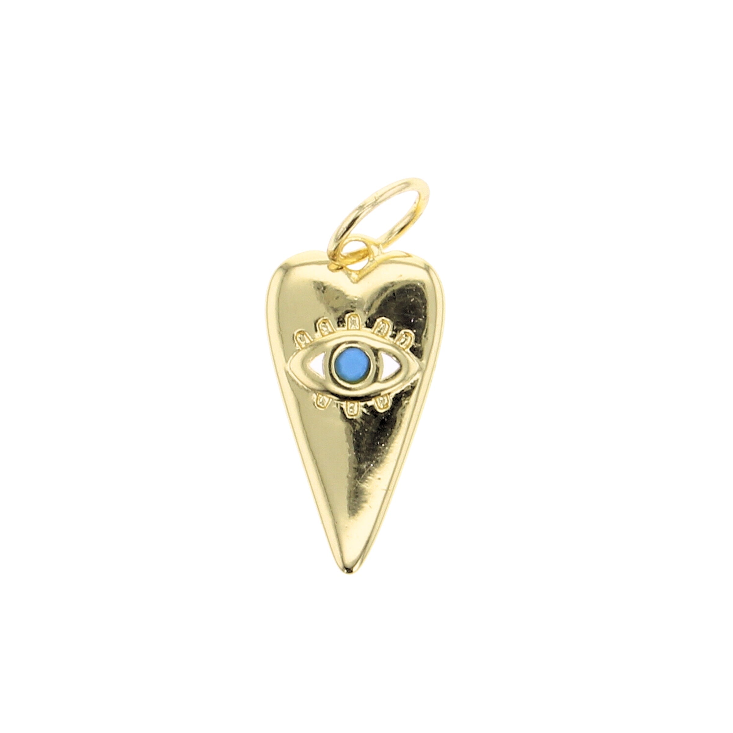 Large Heart Evil Eye Charm - Lotus Jewelry Studio