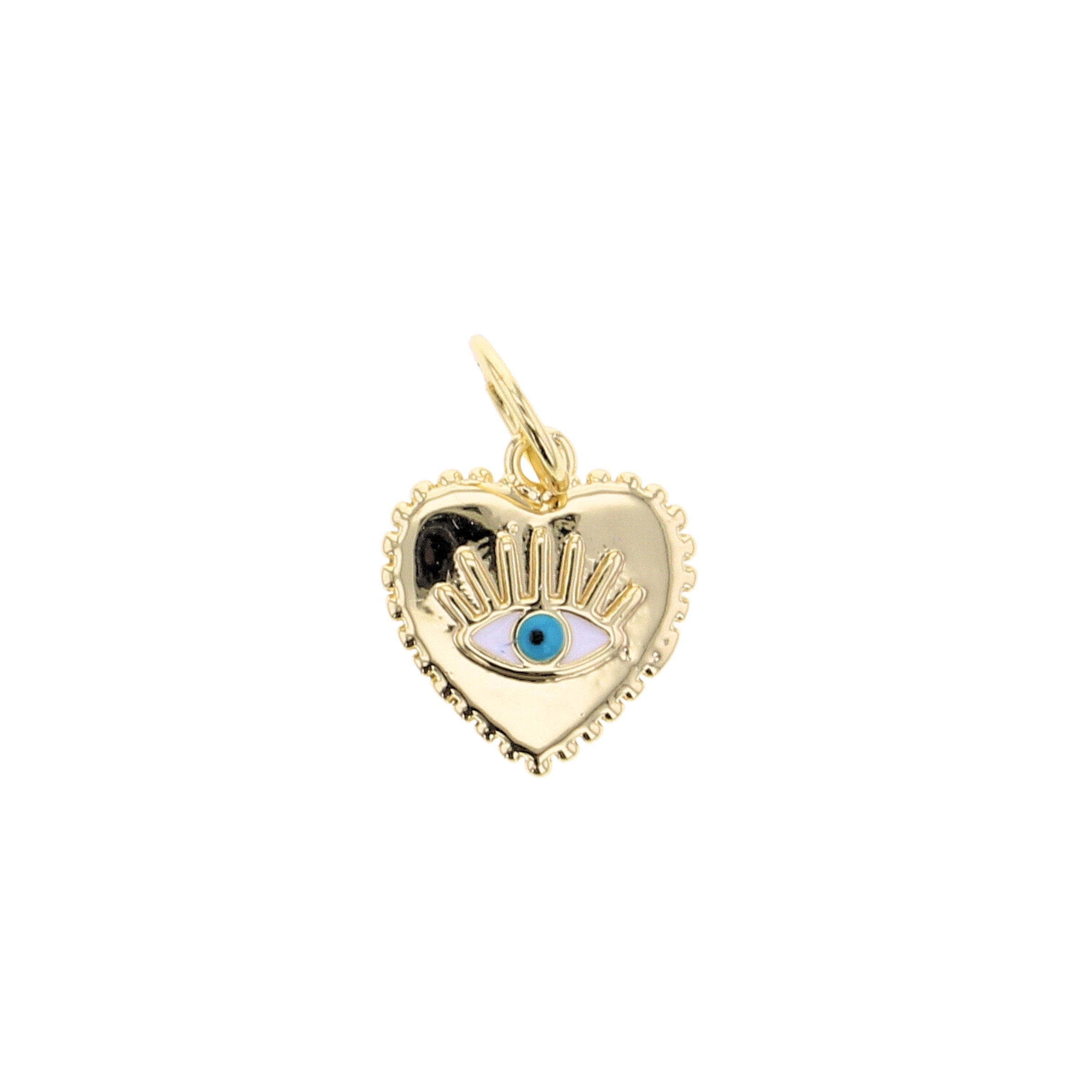 Small Heart Evil Eye Charm - Lotus Jewelry Studio