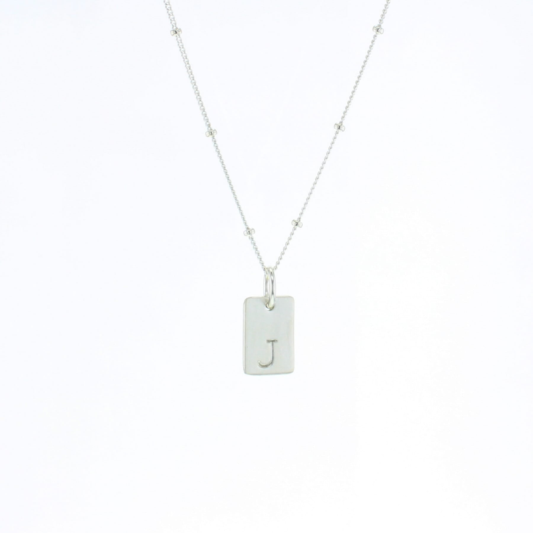 Rectangle Letter Necklace - Lotus Jewelry Studio